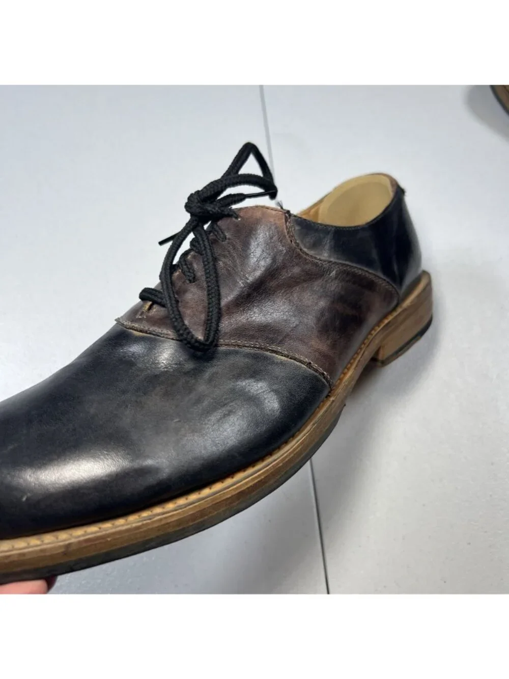 Bed Stu Men Cobbler Series Black Brown Leather Oxford Derby Dress Shoe Size 11.5